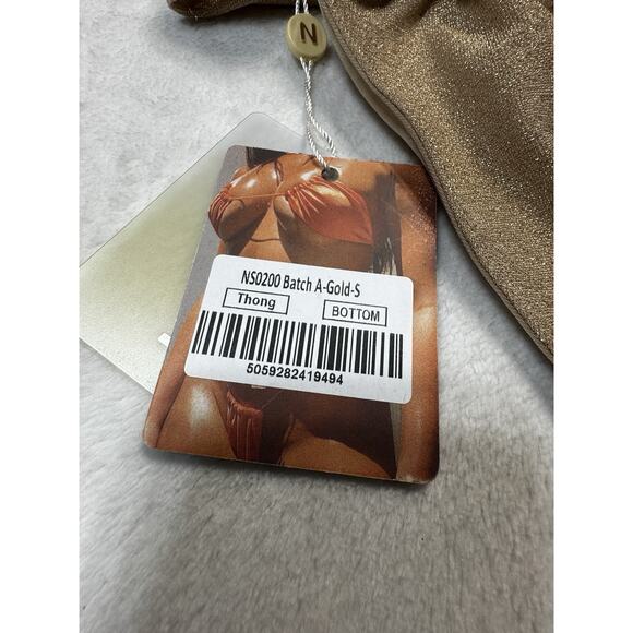 Neena Swim Bikini Set In Sand & Gold Dust Sz Small Resort Wear Cruise Beach - Picture 3 of 7